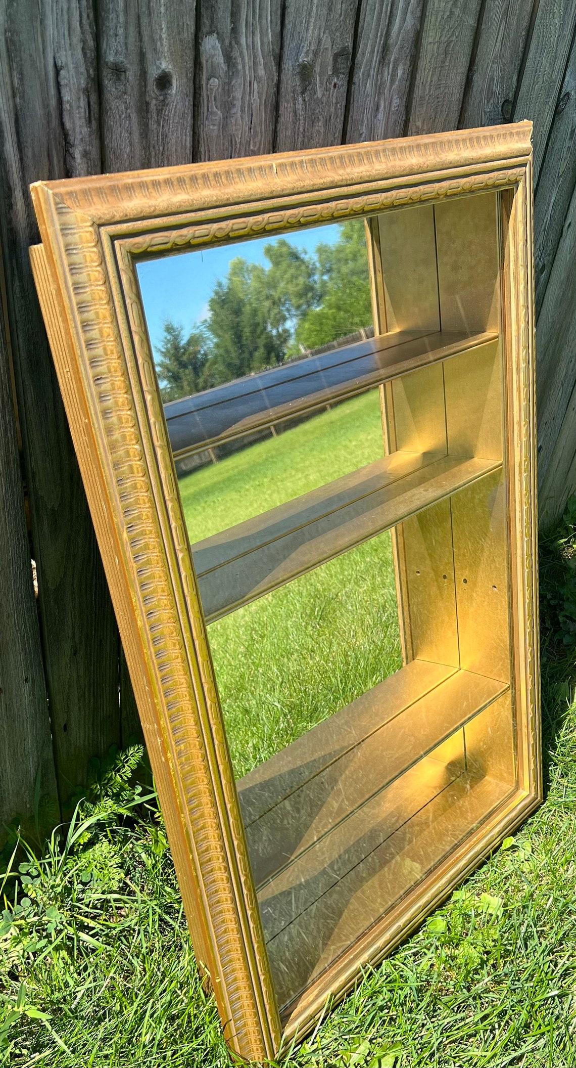 Vintage Shadow Box Mirrored Wall Curio Illinois Moulding Co Etsy