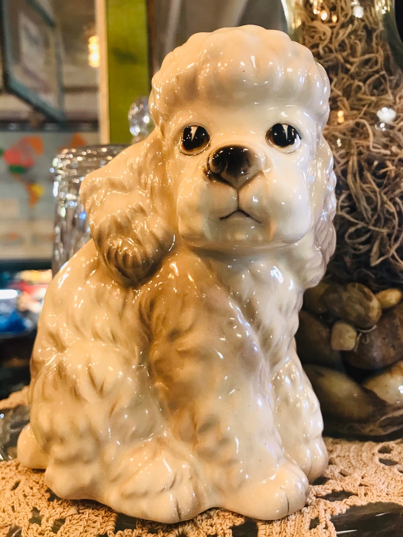 Vintage Lefton Poodle Planter/Poodle Figurine/Japan/Lefton Planter