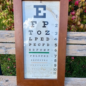 Vintage Eye Chart American Optical Company Framed Charts A B C Vision Test Gallery Wall Decor Optical Charts