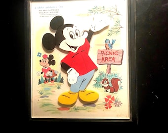 Vintage Mickey Mouse Child Guidance Toy Puzzle/Walt Disney Productions Puzzle/Mickey and Minnie Puzzle/Educational Toy/Childs Toy/Home Decor