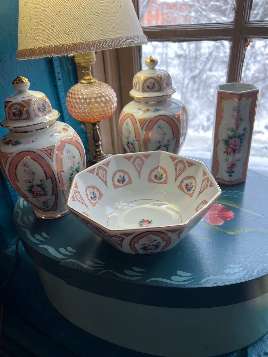 Vintage Canton Rose Bowl Lefton Porcelain China Japan Wedding Decor ...