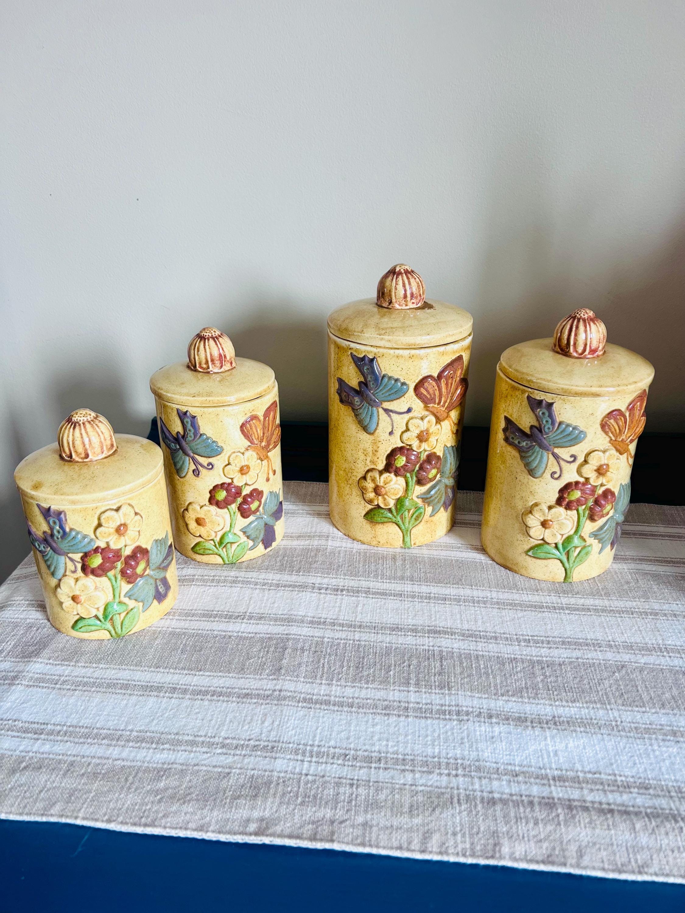 Vintage Butterfly Canister Set - Etsy