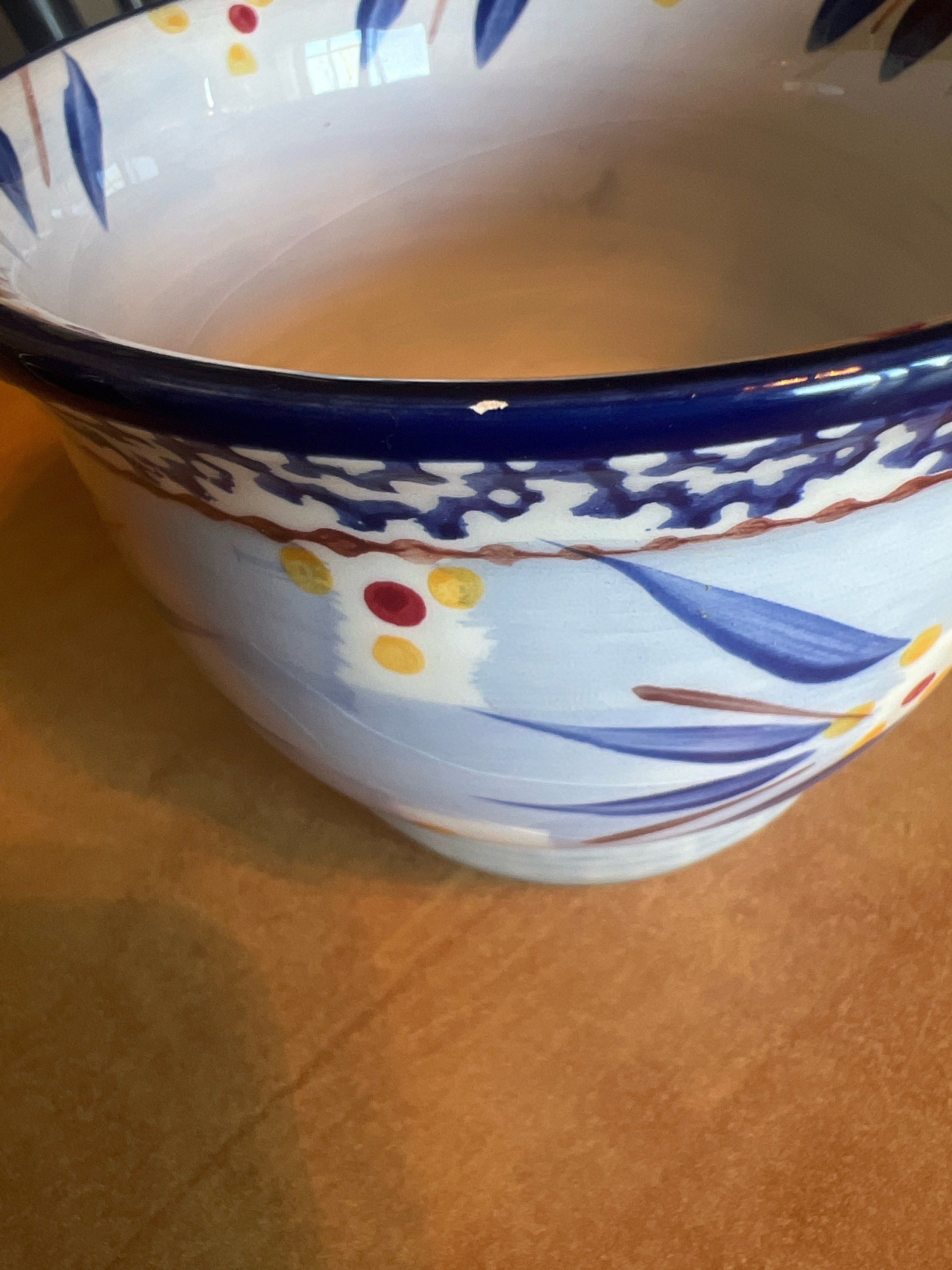 Temptations Bowl Old World by Tara Blue and Yellow Flowers