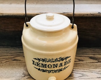 Lemonade Crock/Antique Crock/Drink Dispensing Crock/Wedding Decor Serve ware/Crocks/Farmhouse Kitchen Decor/Rustic Farmhouse Kitchen/Early