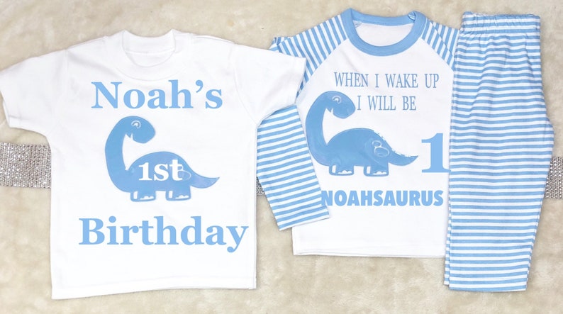 five two six, three Dinosaur Birthday T-Shirt /& Pyjamas Set Ages One four