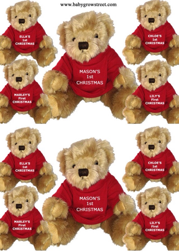 Items similar to Personalised Christmas teddy bear with t-shirts choose any name on Etsy