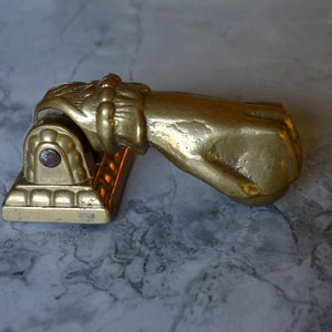 antique French brass hand and ball door knocker
