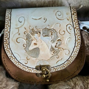 The Last Unicorn Inspired Hand Tooled Leather Bag