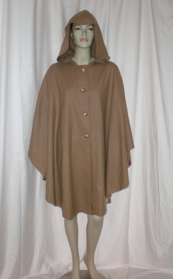 M-L Camel Cape Vintage Wool Cape