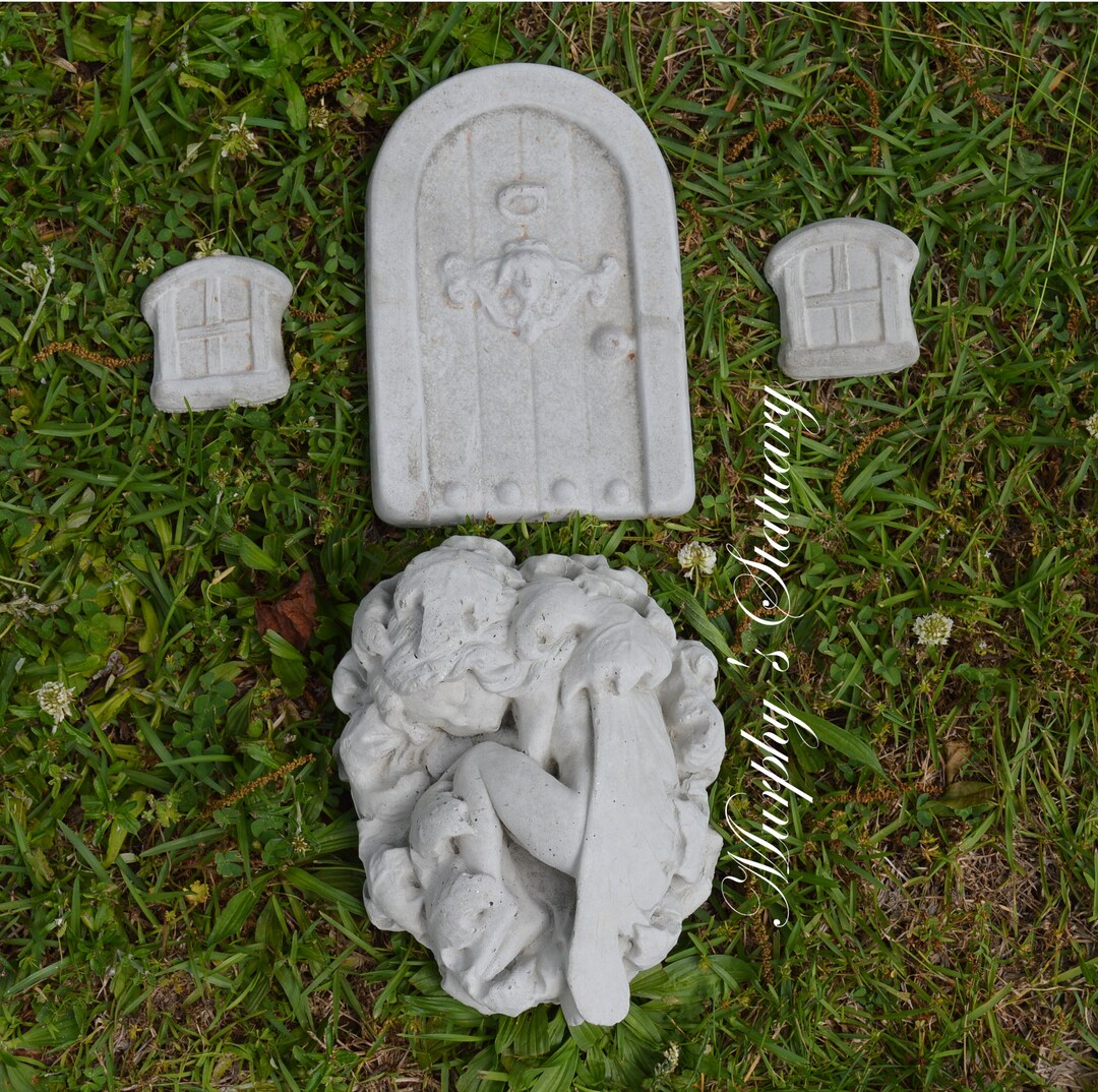 Solid Concrete Fairy Pixie W/ Miniature Door and Windows Garden - Etsy