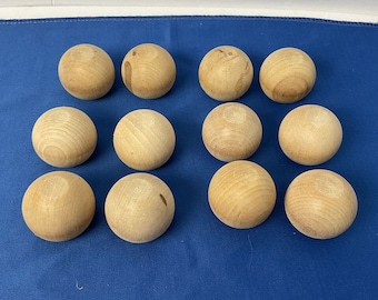 Perillas de madera sin terminar de 1-1/2 pulgada para gabinetes, cajones, manualidades, lote de 12