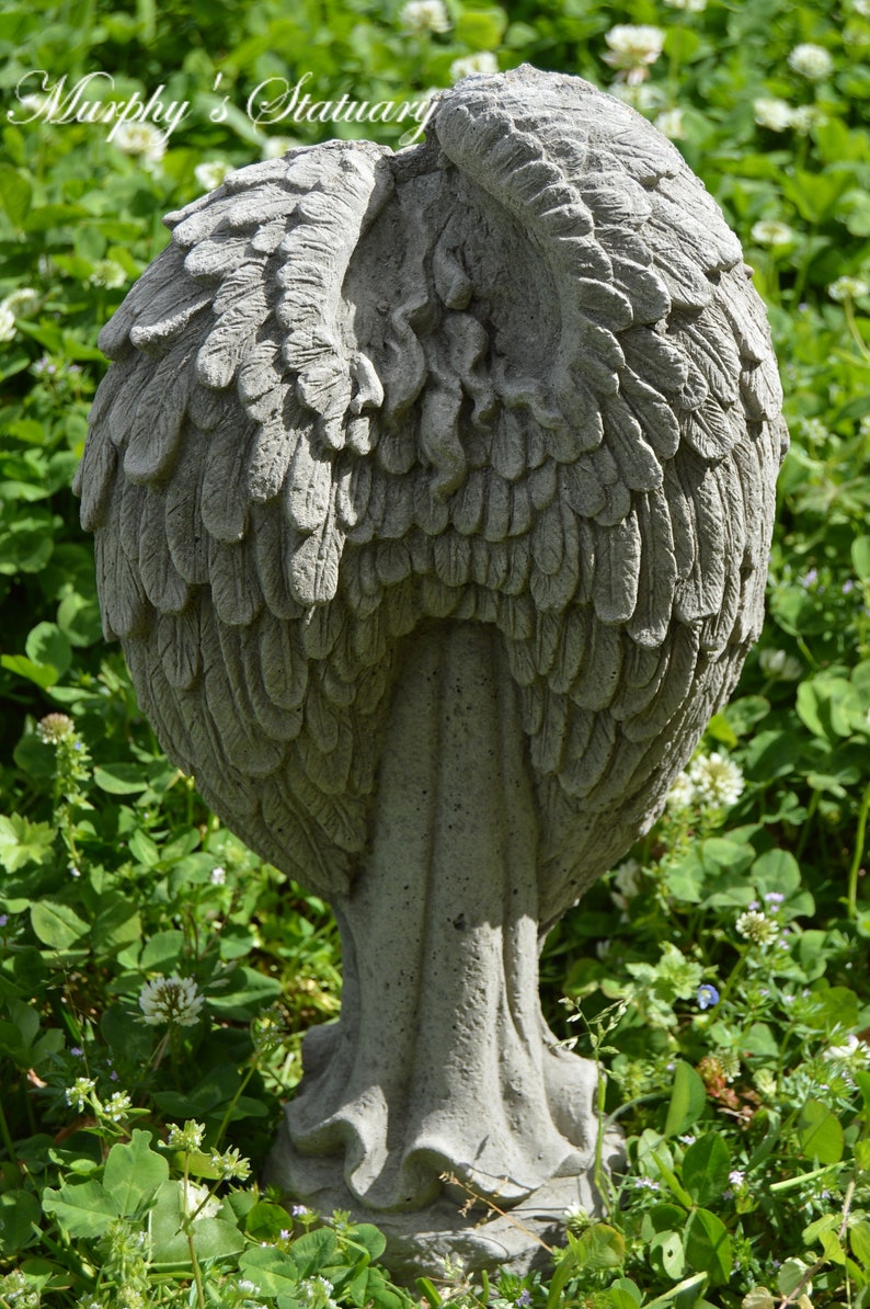 Solid Concrete Angel Garden Statue Memorial Antique Style image 2