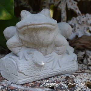 Frog Toad on Log Solid Concrete Statue image 3