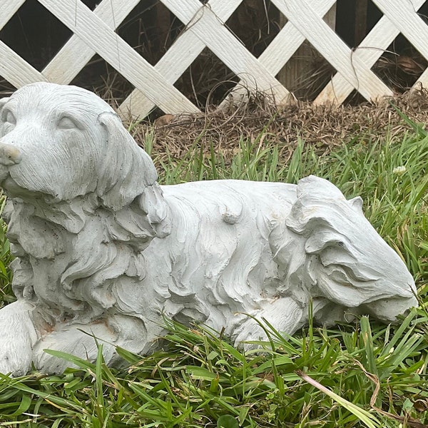 Golden Retriever Hond Massief Betonnen Standbeeld Memorial Tuinbeeld