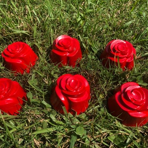 Rote Rosen aus Beton 6er Set