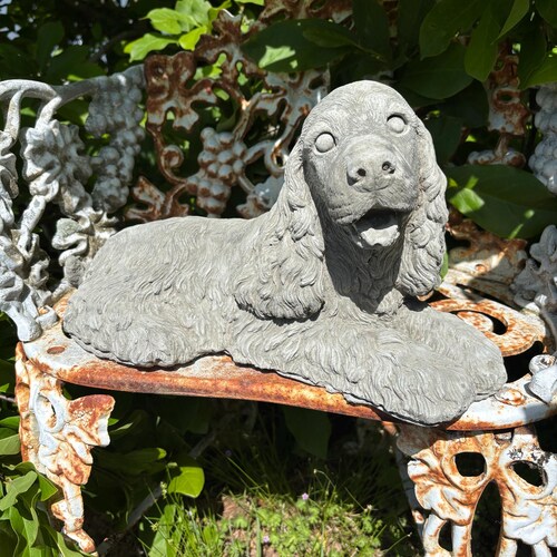 Statue en béton de cocker anglais, chien, animal de compagnie, statue commémorative de jardin