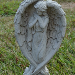 Solid Concrete Angel Garden Statue Memorial Antique Style image 1