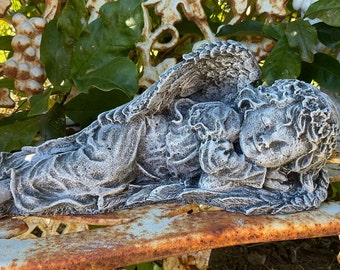 Sleeping Angel Solid Concrete Hand Panited Antique Finish
