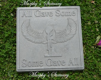 Concrete Military Veteran Memorial Plaque, All Gave Some