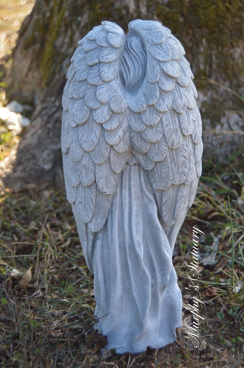 Solid Concrete Angel Statue Hand Painted Marble Finish Etsy