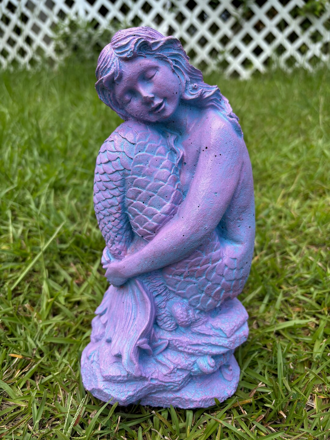 Mermaid Solid Color Mermaid Solid Concrete Statue Colorfull Multicolored Hand Painted - Etsy
