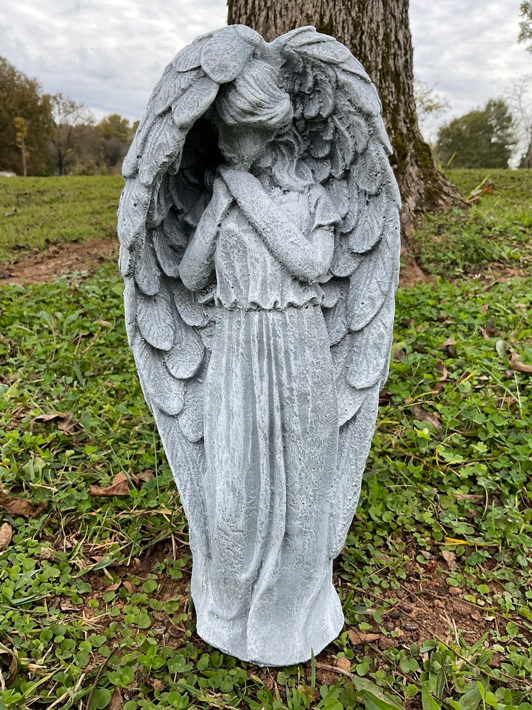 Solid Concrete Angel Statue Hand Painted Marble Finish - Etsy