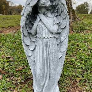 Solid Concrete Angel Statue Hand Painted Marble Finish