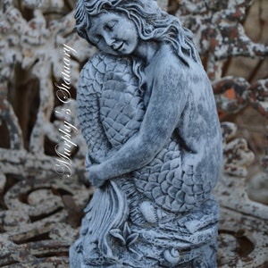 Mermaid Concrete Hand Painted Vintage Style Statue