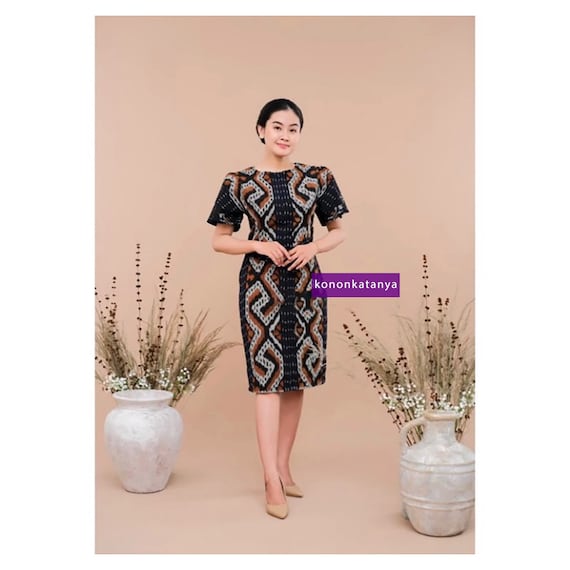 midi ethnic dress Malaka Splendor Exquisite Midi Dresses for Celebrations, Office, and Tradition, Women Dress, Dress, Ethnic Dress, Batik Dress