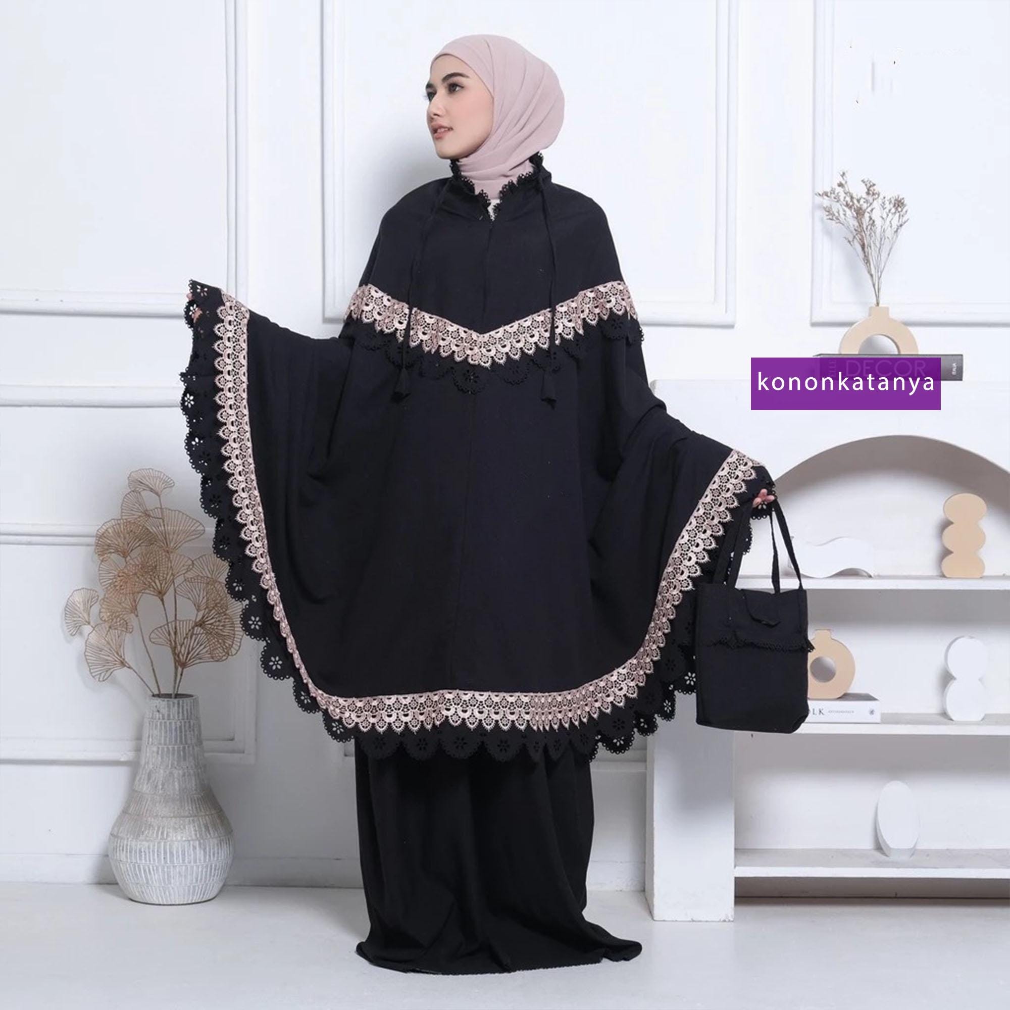ムケナ(女性用お祈り衣装) Zenia Elegance: 2-in-1 レーザーカット 大人用ムケナ、女性用祈祷
