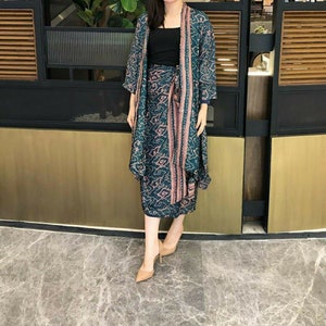 One Set Mega Mendung Caftan Set Dress, Batik Dress, Batik, Boho Dress, Bohemian Dress,  Ethnic Dress