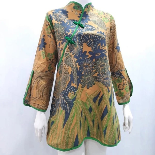 Madam Rung Fine Cotton Batik Blouse for Stylish Workwear, Batik Dress, Batik, Boho Dress, Bohemian Dress,  Ethnic Dress