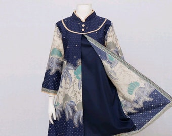 Piyas Collection Classic Long Sleeved Cotton Batik Tunic, Batik Dress, Batik, Boho Dress, Bohemian Dress,  Ethnic Dress