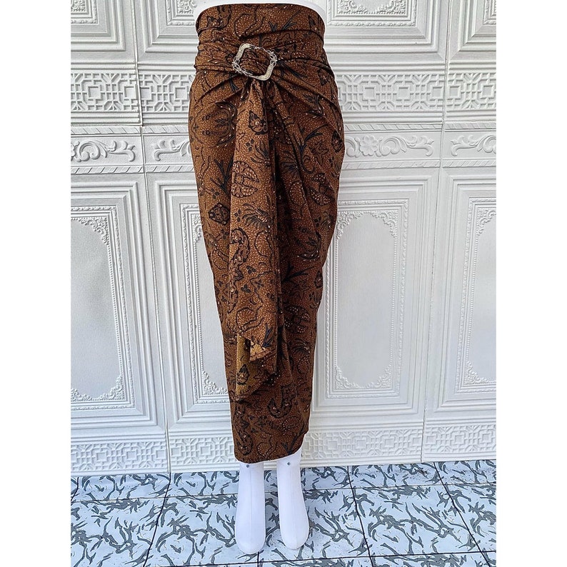 Brown - Hand Batik Printed Cotton Wrap Around Skirt