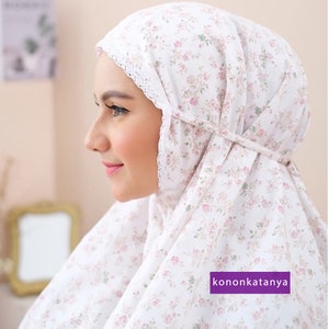 Zlassica Baby Rose White Authentic Japanese Cotton Prayer Set, Women Prayer Set, Prayer Dress, Mukena, Prayer Set