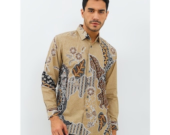 Camisa batik de manga larga Parabawa Odza Elegance Modern Regular Fit para hombre, batik para hombre, camisa batik, batik para hombre, camisa formal para hombre