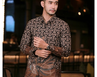 Rahardian Exquisite Long-Sleeved Cotton Batik Shirt by Lakhsana Batik, Men Batik, Batik Shirt, Batik for Men