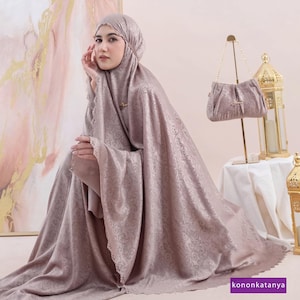 Arumi Series Premium 2-in-1 Santorini Silk Shimmer Mukena for Women, Women Prayer Set, Prayer Dress, Mukena, Prayer Set