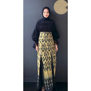 Rahayu Yellow Tenun Dress Authentic Indonesian Woven Attire, Batik Dress, Batik, Boho Dress, Bohemian Dress,  Ethnic Dress