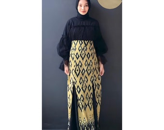 Rahayu Yellow Tenun Dress Authentic Indonesian Woven Attire, Batik Dress, Batik, Boho Dress, Bohemian Dress,  Ethnic Dress