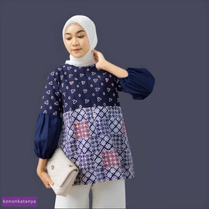 Contemporary Batik Blouse for Stylish Women Modern Workwear,Women Dress,Women Formal Shirt,Women Blouse,Batik Blouse,Ethnic Dress