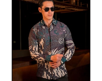 Redefine Elegance Nagara Slimfit Long-Sleeved Batik Shirt by Lakhsana Batik, Men Batik, Batik Shirt, Batik for Men, Men Shirt