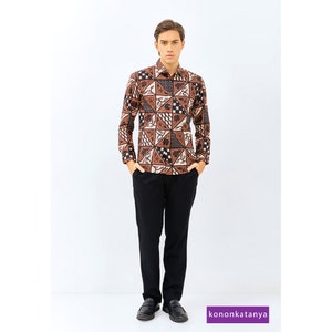 Pramarta Modern Fashion Statement Odza Batik-shirt voor heren met lange mouwen in normale pasvorm, Batik voor heren, Batik-shirt, Batik voor heren
