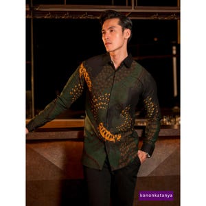 Elegance Dhanajaya Long-Sleeved Batik Shirt by Lakhsana Batik, Men Batik, Batik Shirt, Batik for Men, Men Shirt, Formal Shirt For Men