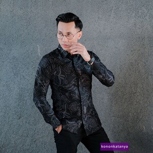 Exquise elegantie Dewabrata Batik&#39;s Kresna batik shirt met lange mouwen, heren batik, batik shirt, batik voor heren