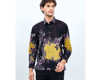 Elegancia Contemporánea Odza Atharupa Camisa Batik Moderna de Manga Larga para Hombre, Batik para Hombres, Camisa Batik, Batik para Hombres