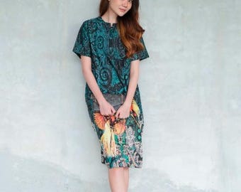 Vestido verde Adyatma Amala, vestido batik, batik, vestido boho, vestido boho, vestido étnico, vestido de mujer