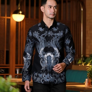 Regal Elegance Abimayu II Exquisite Premium Long Sleeve Batik Shirt by Lakhsana Batik, Men Batik, Batik Shirt, Batik for Men