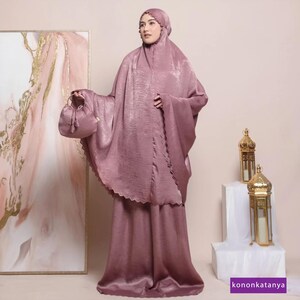 Almecca 2-in-1 Premium Santorini Shimmer Mukena - Alesha Series Women Mukena Prayer Set, Women Prayer Set, Prayer Dress, Mukena, Prayer Set
