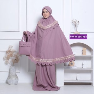 Zenia Elegance: 2-in-1 Laser Cut Adult Mukena, Women Prayer Set, Prayer Dress, Mukena, Prayer Set, Prayer Clothes
